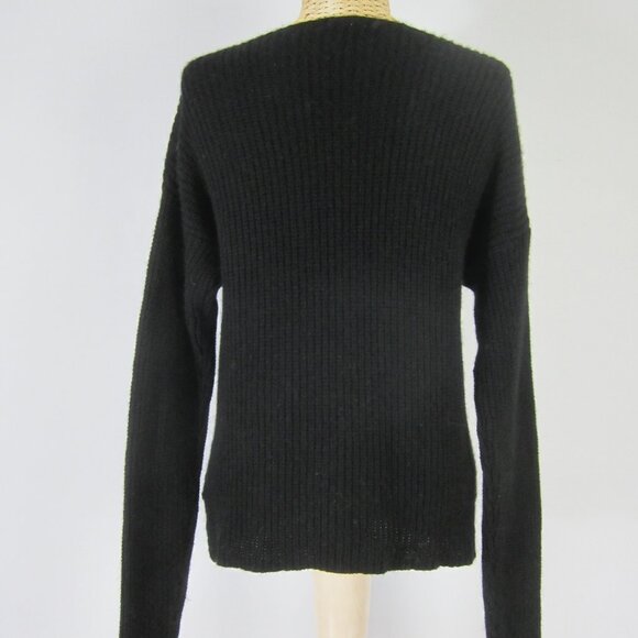 360 Cashmere Women Small Black LS RibbedKnit Boat Neck Pullover Sweater Classic - Picture 6 of 7
